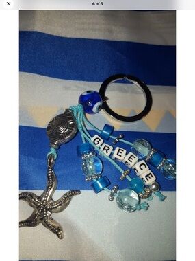GREEK KEY CHAIN WITH Greek STARFISH AND EVIL Eye New from Greece vintage Y2K